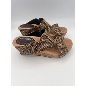 Modzori Reversibles 2 in 1 Wedge Platform Sandals Black Beige Size 8